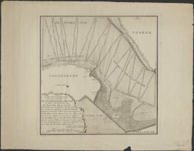 Kaart en aftekening van een gedeelte van het Goederêesche Zee-Gat, als mede een gedeelte van de rivier Flacquee, met aanwyzing van de dieptens in Rhynlandsche voeten ...