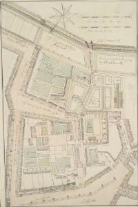Drawn Plan of the Property of St. Barholomew's Hospital from Christ's Hospital to Smithfield