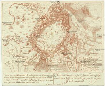 Verovering van Bergen in Henegouwen, den 20 oct. 1709 aen de hooge Bontgenooten overgegaen