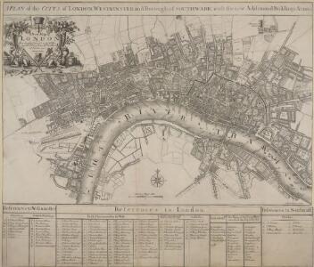 PLAN of the CITY'S of LONDON, WESTMINSTER and Borough of SOUTHWARK; with the new Additional Buildings; Anno 1720
