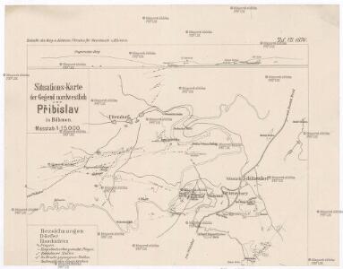 Situations-Karte der Gegend nordwestlich von Přibislav [sic] in Böhmen