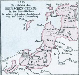 Das Gebiet des Deutschen Ordens in den Ostseeländern in seiner grössten Ausdehnung vor der Schl. v. Tannenberg 1410