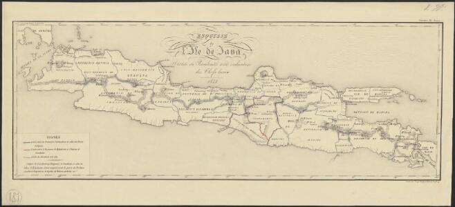Esquisse de l'ile de Java, divisée en residences avec indication des chefs-lieux