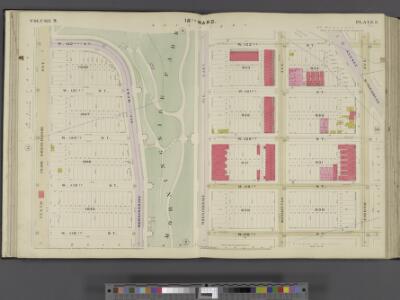 Manhattan, V. 7, Double Page Plate No. 8 [Map bounded by W. 122nd St., 8th Ave., W. 118th St., 10th Ave.] / compiled from official records and actual surveys under the direction of E. Robinson and Roger H. Pidgeon.