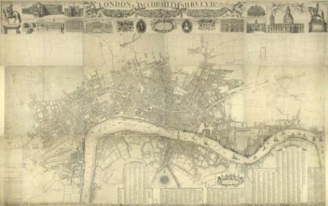 London & c., accurately Surveyed, an accurate Plan of the Cities of London and Westminster and the Borough of Southwark, 1732