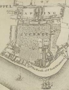 A New & Exact Plan of ye City of LONDON, detail showing Wapping