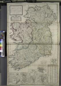 A new map of Ireland, divided into its provinces, counties and baronies, wherein are distinguished the bishopricks, borroughs, barracks, bogs, passes, bridges &c. with the principal roads, and the common reputed miles.