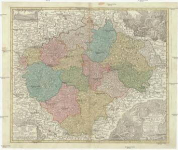 Mappa Geographica Totius Regni Bohemiae in XII. Circulos divisae, annexis Comitatu Glacensi et Districtu Egerano nec non aliis Principatib. finitimis