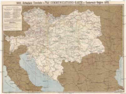 Artaria's Eisenbahn- u. Post- Communications-Karte v. Oesterreich-Ungarn