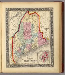 County Map Of The State Of Maine.