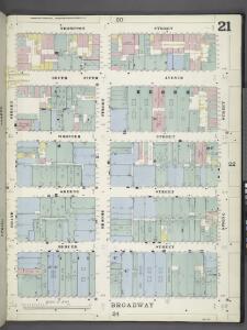 Manhattan, V. 1, Plate No. 21 [Map bounded by Thompson St., Spring St., Broadway, Grand St.]