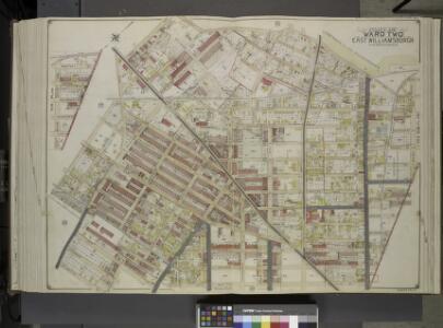 Queens, Vol. 2, Double Page Plate No. 35; Part of     Ward Two East Williamsburgh; [Map bounded by Cooper Ave., Moffatt St., Irving    Ave., Boundary line between borough of Queens and Brooklyn, Wyckof Ave., Madison St. (Ivy St.), Putnam Ave., Forest