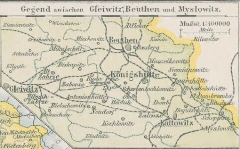 Gegend zwischen Gleiwitz-Beuthen und Myslowitz