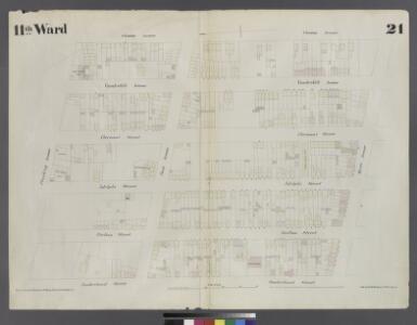 [Plate 21: Map bounded by Flushing Avenue, Clinton Avenue, Myrtle Avenue, Cumberland Street]