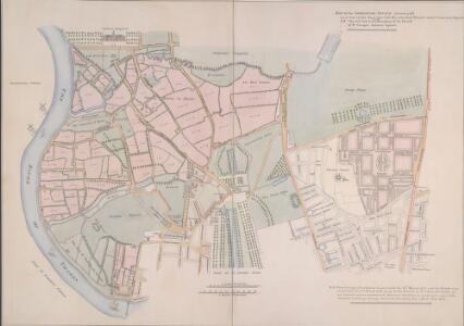 MAP of the GROSVENOR ESTATE (tinted pink) as it was in the Year 1723. with the intended Streets about Grosvenor Square.