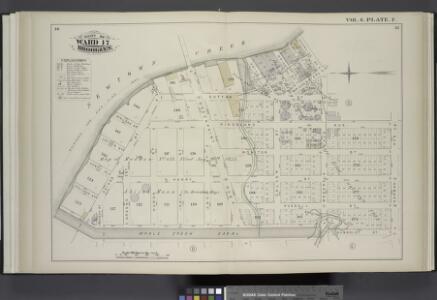 Vol. 6. Plate, F. [Map bound by Newtown Creek, Charlick St., Bridgewater St., Meserole Ave., Kingsland Ave., Norman Ave., Humboldt St., Whale Creek Canal; Including Sutton St., Wallock St., Leyden St., Monitor St., Henry Pl., N. Henry St., Holland St., R