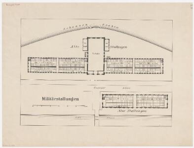 Zürich: Militärstallungen an der Gessnerallee zwischen dem Schanzengraben und der Sihl, Erdgeschoss; Grundriss (Nr. 3)