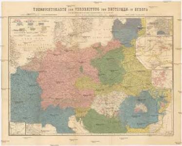 Übersichtskarte der Verbreitung der Deutschen in Europa