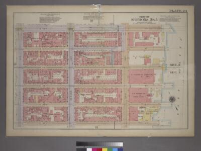 Plate 24, Part of Sections 3&5: [Bounded by E. 42nd Street, (East River Piers) First Avenue, E. 37th Street and Third Avenue.]
