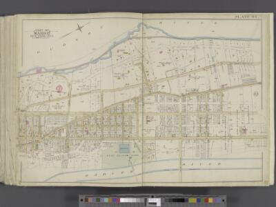 Manhattan, Double Page Plate No. 44 [Map bounded by Hudson River, Harlem River]