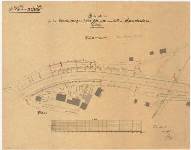Töss: Unterhalb der Kronenbrücke, Entwässerung des linken Tössufers; Situationsplan (Töss-No. 1 a)