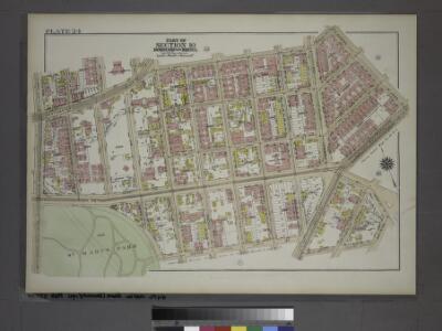 Plate 24, Part of Section 10, Borough of the Bronx. [Bounded by E. 152nd Street, Kelly Street, Avenue St. John, Southern Boulevard, E. 149th Street, Austin Place, E. 147th Street (Dater Street), Trinity Avenue, E. 149th Street and St. Anns Avenue.]