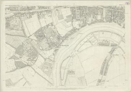 London (First Editions c1850s) LI (includes: Barnes; Chiswick St Nicholas; Hammersmith) - 25 Inch Map
