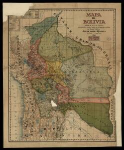 Mapa de Bolivia / tomado de la Carta general y compilación de datos hecha por el ingeniero auxiliar de Obras Públicas Javier Valdez Reinoso