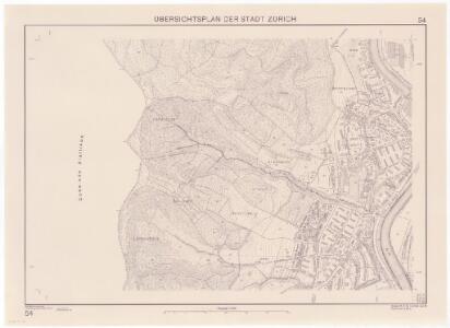 Übersichtsplan der Stadt Zürich in 57 Blättern, Blatt 54: Teil von Leimbach zwischen der Grenze zu Stallikon und der Sihl