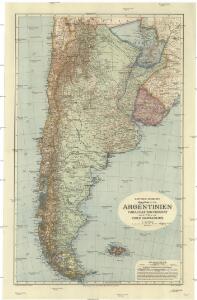 Dietrich Reimers Handkarte von Argentinien, Paraguay und Uruguay, sowie Teilen von Chile und Brasilien