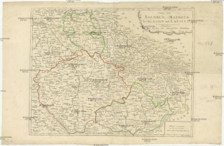 Karte von Boehmen, Maehren, Schlesien un Lausitz