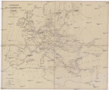 Eisenbahn- Post- und Dampfschiffahrts-Karte von Europa