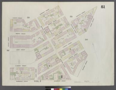 Plate 51: Map bounded by Bleeker Street, Cornelia Street, Sixth Avenue, Carmine Street, Bleeker Street, Hancock Street, Hammersley Street, Hudson Street, Barrow Street, Commerce Street