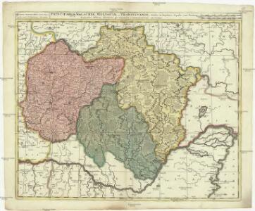 Principatus Valachiae, Moldaviae et Transylvaniae divisus in singulares populos cum finitimis regionibus, distincte ostenduntur