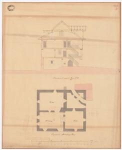 Höngg: Pfarrhaus; Grundriss des Erdgeschosses und Querschnitt (Nr. 2)