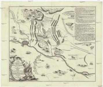 Plan de la bataille écheuë entre l'armée françoise commandée par mr. le marechal d'Etrées et l'armée des alliés de Hanovre commandée par mr. le duc de Cumberland en faveur de l'armée françoise