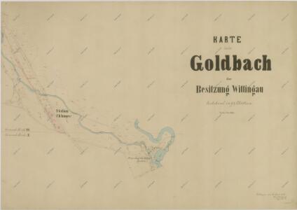 Mapa povodí Zlaté stoky překopírované z katastrálních map přilehlých obcí 1