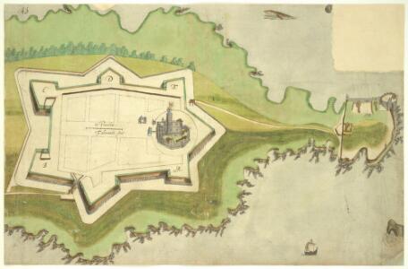 A coloured plan of Falmouth Fort (Pendennis Castle); drawn temp. Elizabeth  Publication Details: ca. 1590-1598