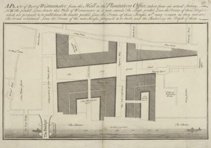 A PLAN of Part of Westminster, from the Hall to the Plantation Office, taken from an actual Survey