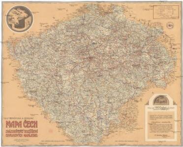 Zeměpisná a cestovní mapa Čech znázorňující rozšíření Chvojkových napájedel