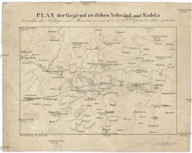 Plan der Gegend zwischen Nehwizd und Sadska in welcher das Feldlager und Manoeuvre vom 11ten bis 14ten September 1837 statt hat
