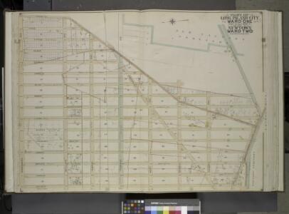 Queens, Vol. 2, Double Page Plate No. 5; Part of Long Island City Ward One (Part of Old Ward Two) and Part of Newtown Ward Two; [Map   bounded by Woodside Ave., Celtic Ave. (Highway to Calvary Cemetery), Hunters     Point Ave.; Including Borden Ave.,