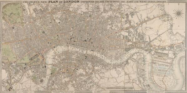 CRUCHLEY'S NEW PLAN OF LONDON IMPROVED TO 1826 INCLUDING THE EAST AND WEST INDIA DOCKS 223