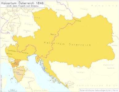 Kaisertum Österreich 1846 nach dem Erwerb von Krakau