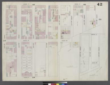 Plate 42: Map bounded by East 20th Street, East River, East 17th Street, East River, East 15th Street, Avenue C, East 13th Street, Avenue A