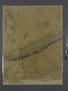 Map showing the high and low water mark and the original city grants of lands under water made to various parties from 1686 to 1873, extending from Battery to Fifty-first Street, Hudson and East Rivers, New York City, also the several pier and bulkhead l