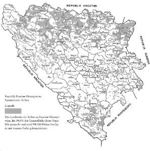 Republik Bosnien-Herzegowina. Katasterkarte: Serben