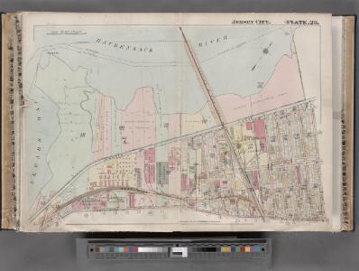 Jersey City, V. 1, Double Page Plate No. 28 [Map bounded by Hackensack River, Boyd Ave., West Side Ave., Newark Bay] / compiled under the direction of and published by G.M. Hopkins Co.
