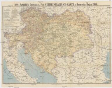 Artaria's Eisenbahn- u. Post- Communications-Karte v. Oesterreich-Ungarn