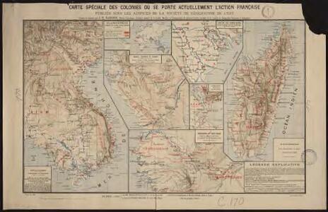 Carte spéciale des colonies où se porte actuellement l'action française